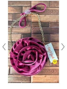 Cat & Jack Velvet Rose Crossbody Bag in Magenta